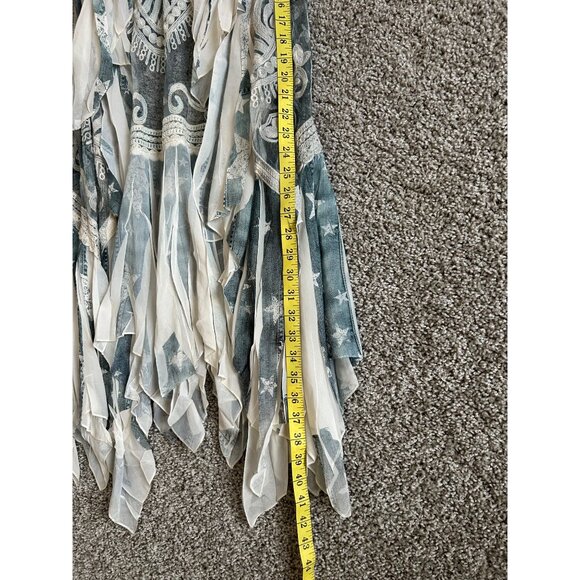 Origami By Vivian Womens Sz XL/L Sheer Lace Vest Draped Hem & Embroidered Detail - Picture 11 of 13